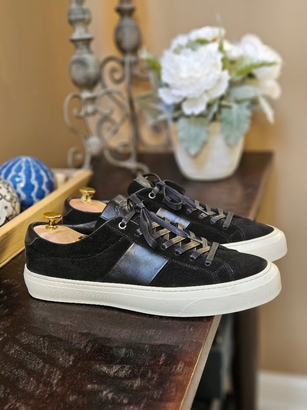 Good Man Brand Men's Midtown Suede Sneakers, Black, Sz 12